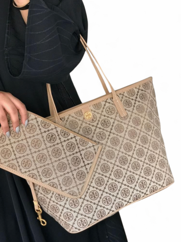 Tory Burch T Monogram zip tote bag Canvas + Brand Box , size 43*30