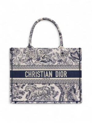 Medium Dior Book ToteEcru and Blue Toile de Jouy Embroidery + Brand Box , size 36*28