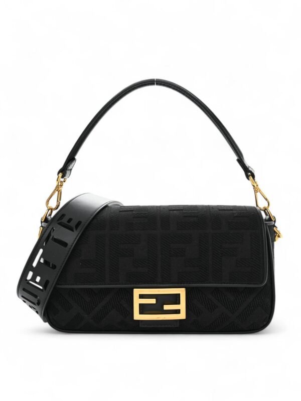 FENDI Canvas Vitello King Extra Strap FF Embroidered Baguette + Brand Box , size 26*14