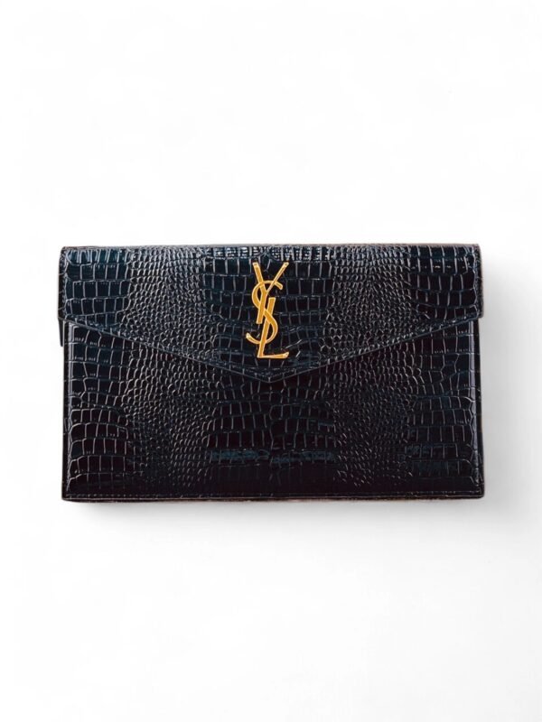 SAINT LAURENT UPTOWN clutch pouch in CROCODILE EMBOSSED