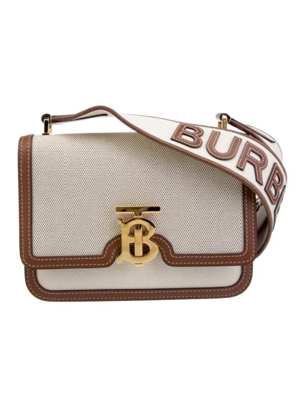 Burberry Leather Trimmed Canvas TB Bag & Brand Box size 21*15