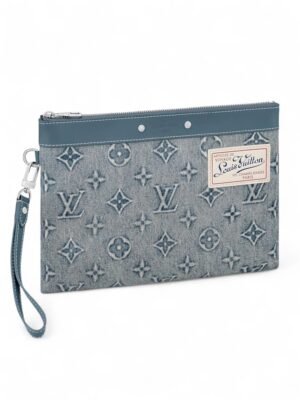 Louis Vuitton clutch Pochette To Go Monogram Washed Denim + Brand Box , size 26*18