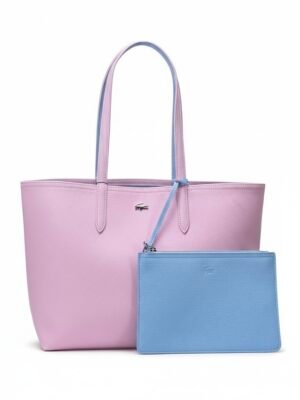 Lacoste Anna Large Reversible Shopping Bag with pouch pink light blue , size 48*30